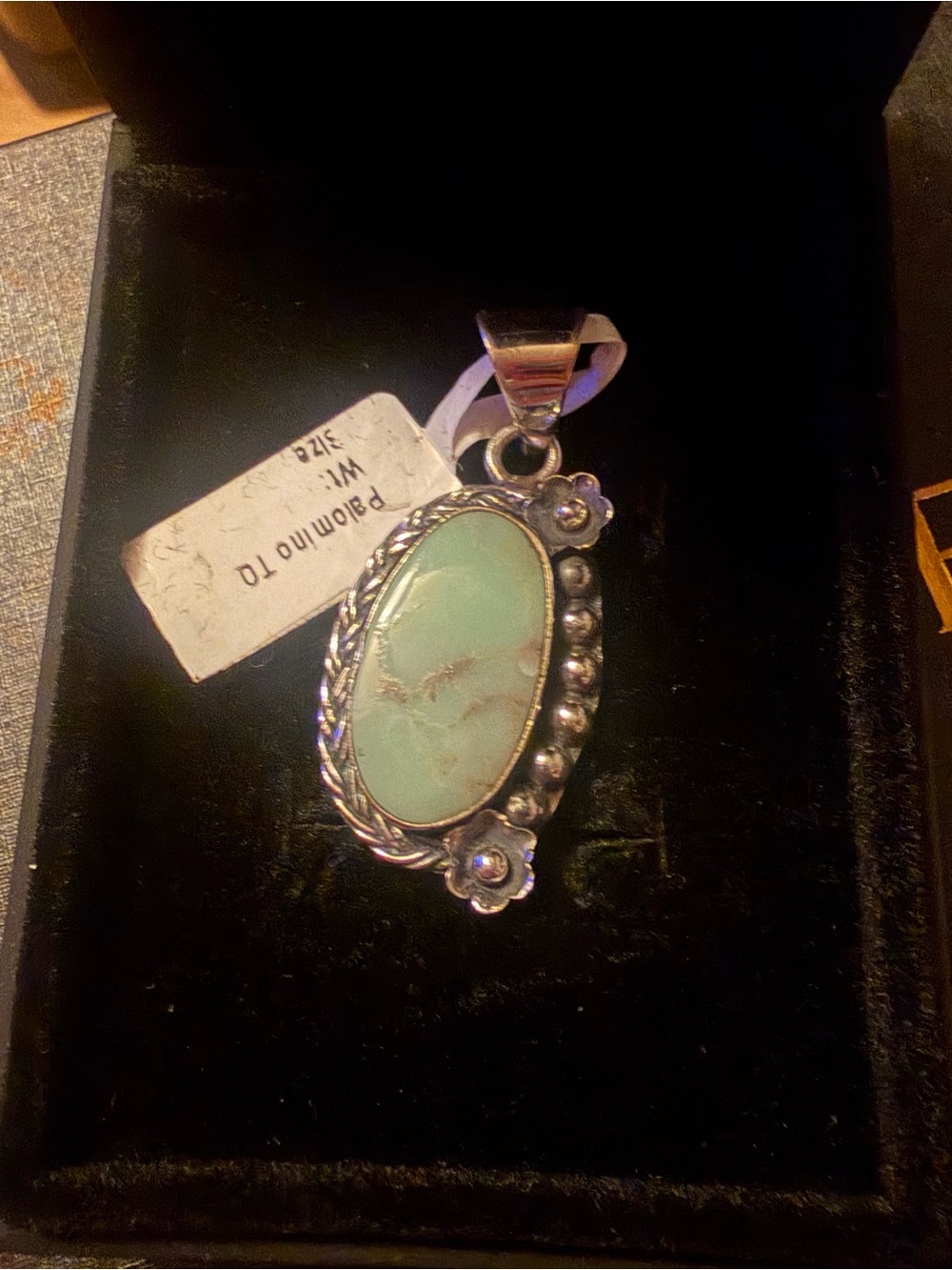 NWT Palomino Turquoise Silver Plated Floral Oval Statement Pendant
